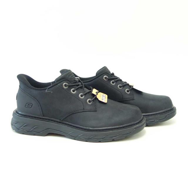 スケッチャーズ SKECHERS LOCKETT グスタフ  205307 BLK 黒いこと （メンズ） リラックスドフィット(3E)  なめし革 スリッポン ハンズフリー ウォーキング 商行為  「靴」