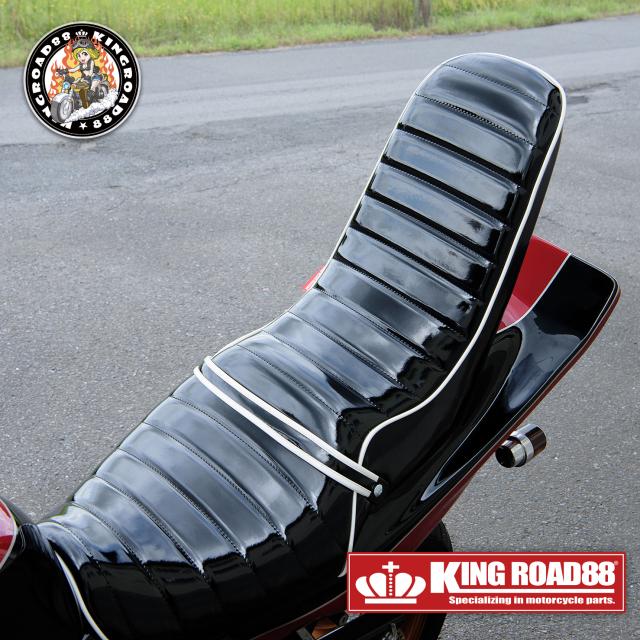 カワサキ バリオス？型 ZR250A KingRoad88 ３段シート エナメル ブラック パイピングホワイト 40cm 1型 三段シート バリオス1 バリオス BALIUS_7