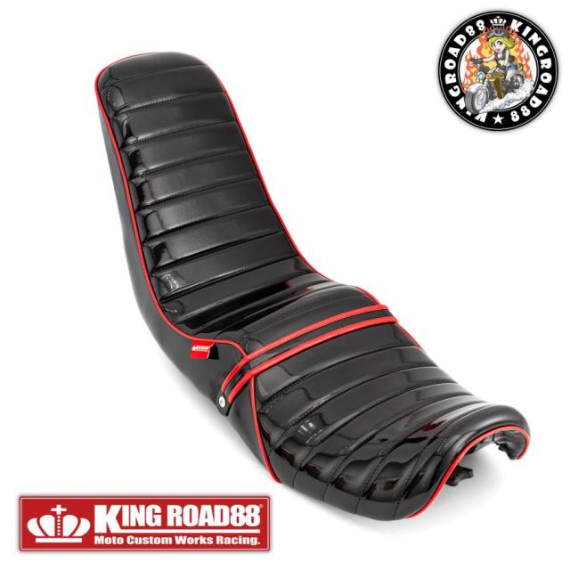 カワサキ バリオスII型 ZR250B KingRoad88 ３段シート エナメル ブラック パイピングレッド 40cm 2型 三段シート バリオス2 バリオス BALIUS_1