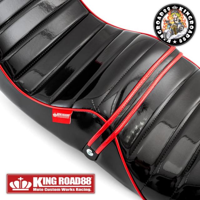 カワサキ バリオスII型 ZR250B KingRoad88 ３段シート エナメル ブラック パイピングレッド 40cm 2型 三段シート バリオス2 バリオス BALIUS_6