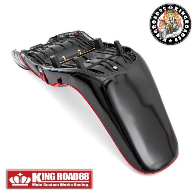 カワサキ バリオスII型 ZR250B KingRoad88 ３段シート エナメル ブラック パイピングレッド 40cm 2型 三段シート バリオス2 バリオス BALIUS_7