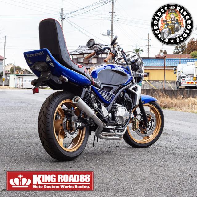 カワサキ バリオスII型 ZR250B KingRoad88 ３段シート エナメル ブラック パイピングレッド 40cm 2型 三段シート バリオス2 バリオス BALIUS_11