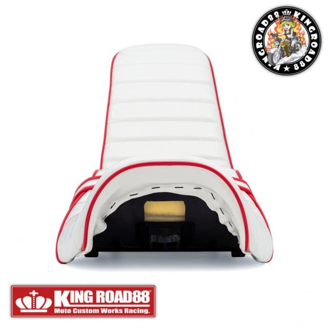 カワサキ バリオスII型 ZR250B KingRoad88 3段シート エナメル ホワイト パイピングレッド 40cm 2型 三段シート バリオス2 バリオス BALIUS_3