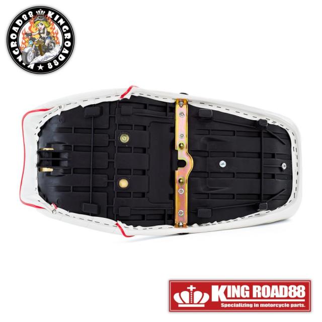 カワサキ バリオスII型 ZR250B KingRoad88 3段シート エナメル ホワイト パイピングレッド 40cm 2型 三段シート バリオス2 バリオス BALIUS_5