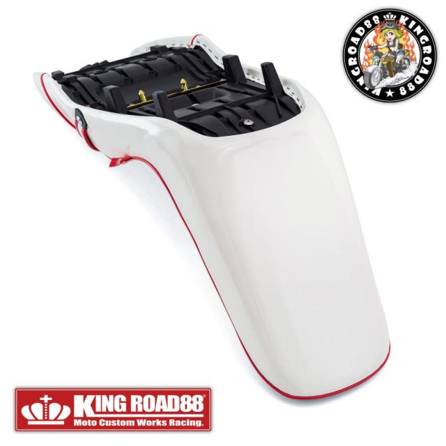 カワサキ バリオスII型 ZR250B KingRoad88 3段シート エナメル ホワイト パイピングレッド 40cm 2型 三段シート バリオス2 バリオス BALIUS_7