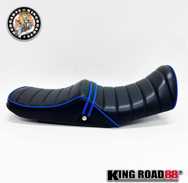 ヤマハ XJR400 前期 4HM KingRoad88 タックロールシート 合成レザー パイピング ブルー_2