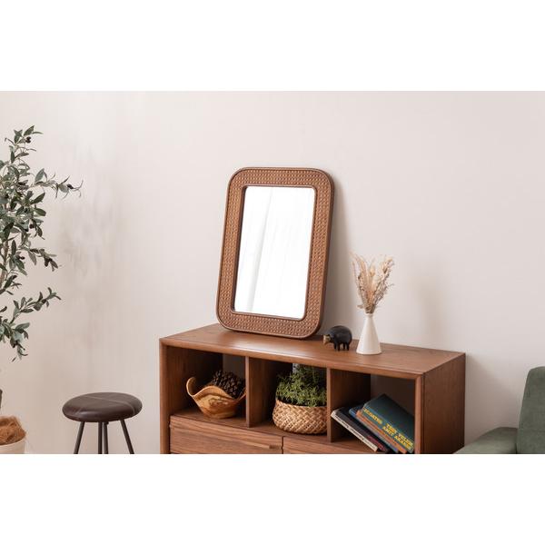 東谷 MR-811BR カゴメ編みのラタンで縁取られたミラーアートを飾るようにインテリアに自然となじみます