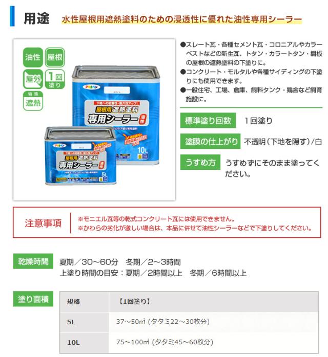 屋根用遮熱塗料専用シーラー　ホワイト　10L （アサヒペン/ペンキ/塗料）_3