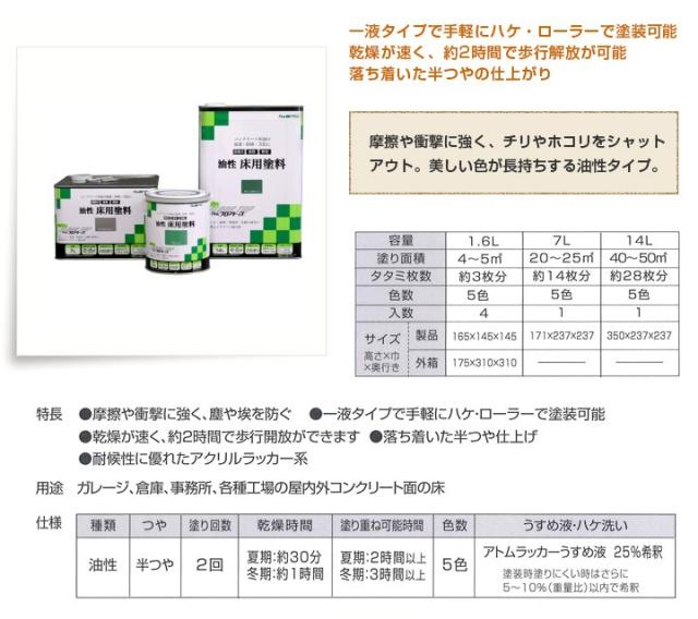 油性床用塗料　14L　（アトムハウスペイント/油性コンクリート床用/フロアトップ）_2