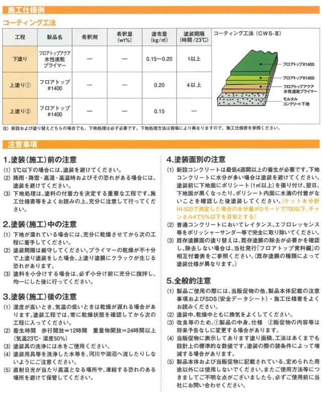 フロアトップ ＃1400　15kg　（アトミクス/1液水性アクリル床用塗料）_5