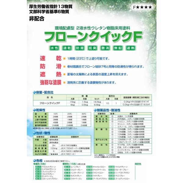 フローンクイックF　標準色　6.6kgセット （2液水性ウレタン樹脂床用塗料/東日本塗料）_2