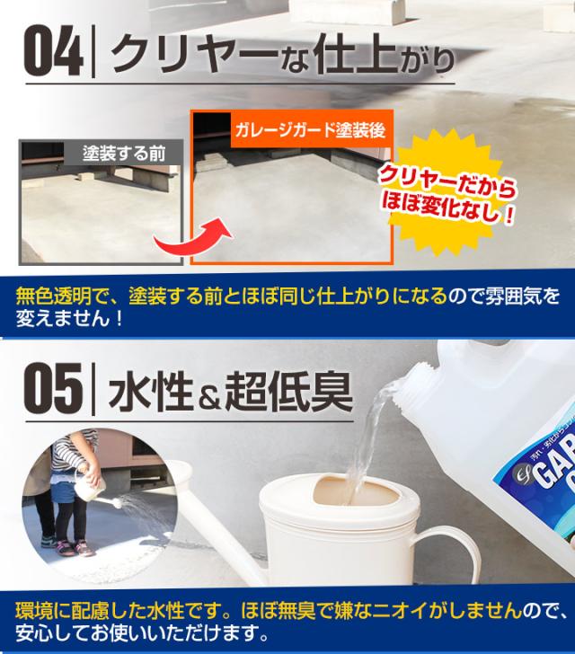 【コンクリート床の強化剤】 EFガレージガード（水性） 4kg×2缶セット ＜クリア＞ ガレージ 駐車場 倉庫 工場 店舗 粉塵抑制_4
