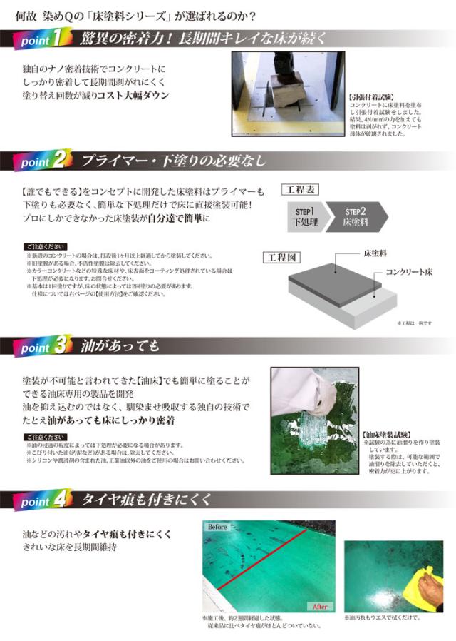 密着!! 油まみれでも　10kgセット （163049 染めQ 密着油まみれでも 床塗料 ガレージ 工場 DIY 油性2液）_3