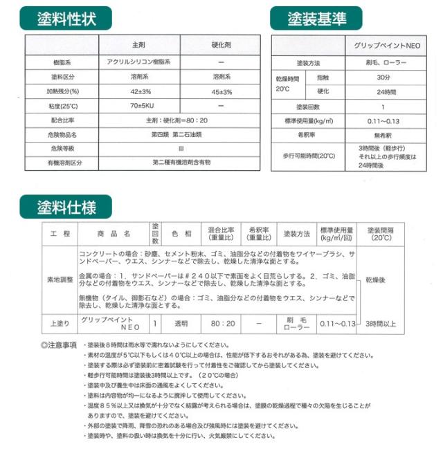 グリップペイントNEO　透明　1kgセット （シンロイヒ/溶剤2液/ノンスリップクリヤー塗料）_2