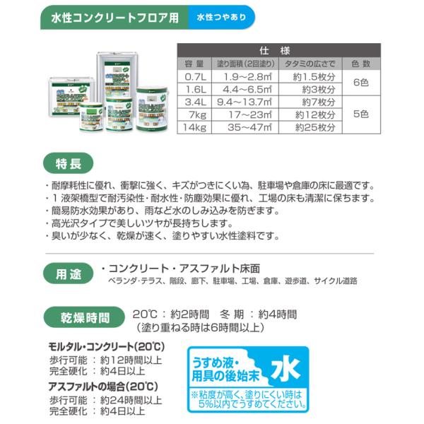 水性コンクリートフロア用 7kg（水性つやあり/カンペハピオ/ペンキ/塗料）_3