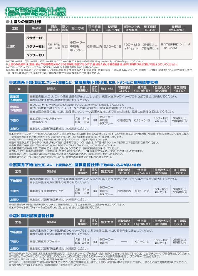 日本特殊塗料　パラサーモU　標準色　16kgセット　（2液弱溶剤 ウレタン樹脂 遮熱塗料上塗り屋根塗料）_6
