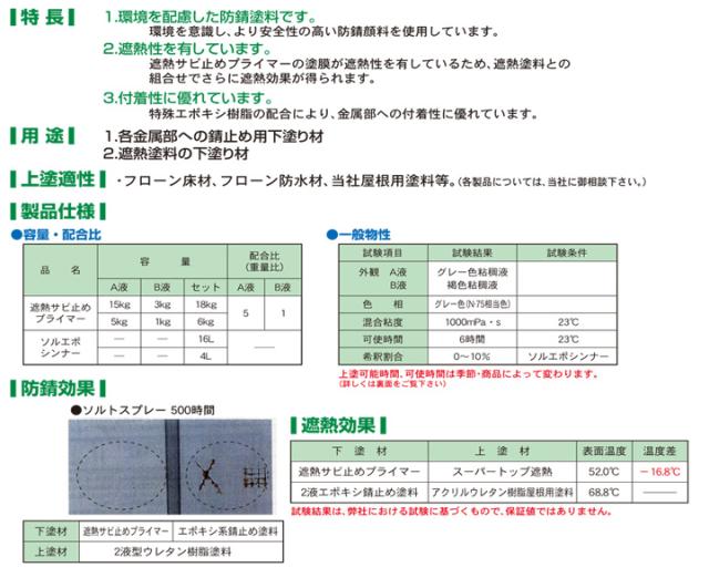 遮熱サビ止めプライマー 18kgセット （東日本塗料/さび止め/錆止め/下塗り）_1