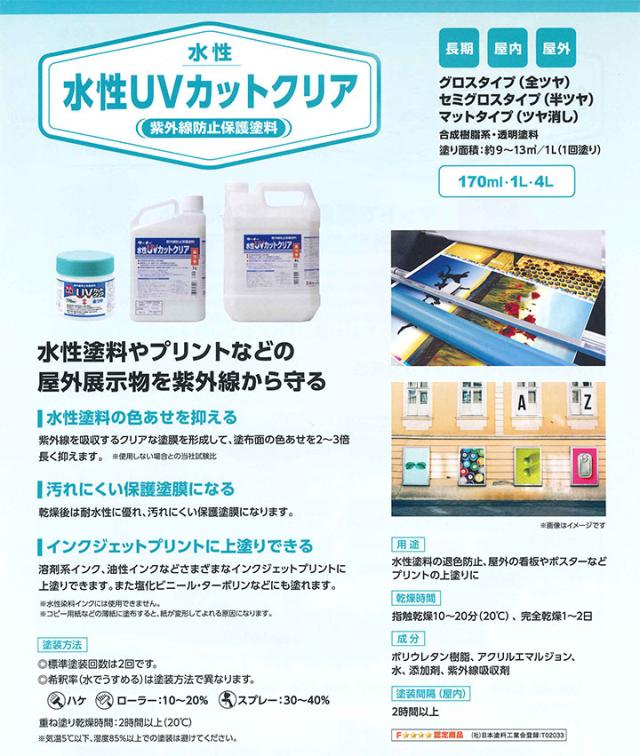 水性UVカットクリア　各艶　4L（ターナー色彩 紫外線防止 保護塗料 屋外 看板 退色防止）_2