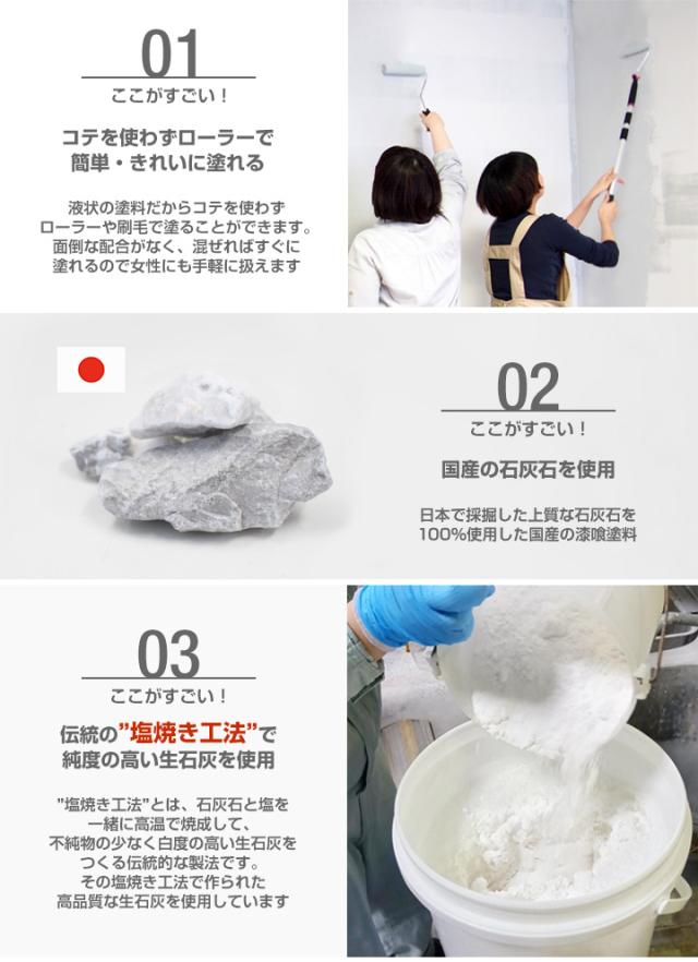 EF漆喰EASY 3kg + 小面積塗装セット 塗り面積 畳3.5枚分 ＜10色＞ ローラーで塗れる (水性 しっくい 壁 日本製 DIY) STK-50N_7