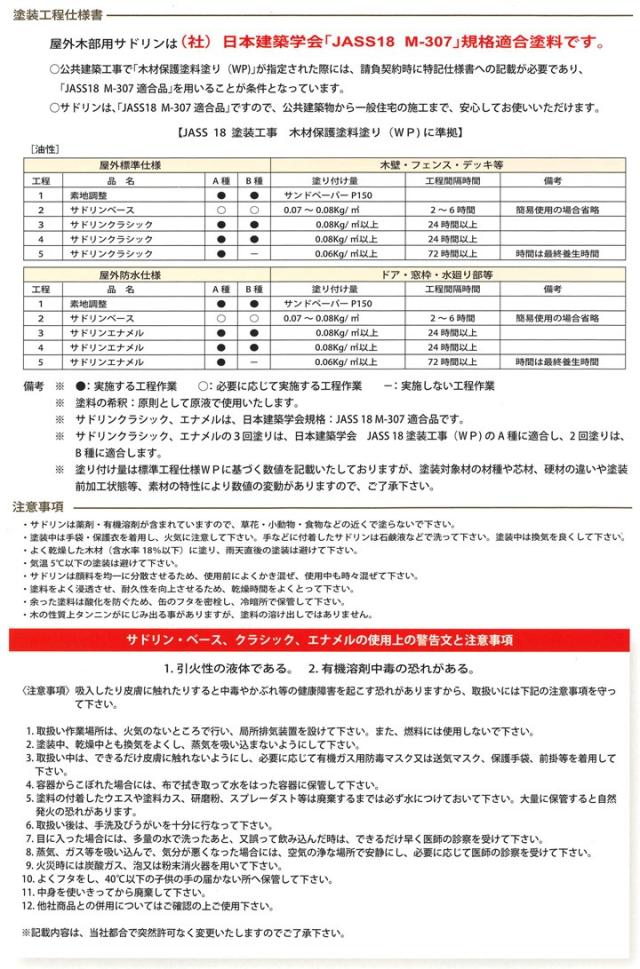 サドリン クラシック　4L　玄々化学 木部保護塗料 油性 木部 ウッドデッキ ログハウス 塗装_5