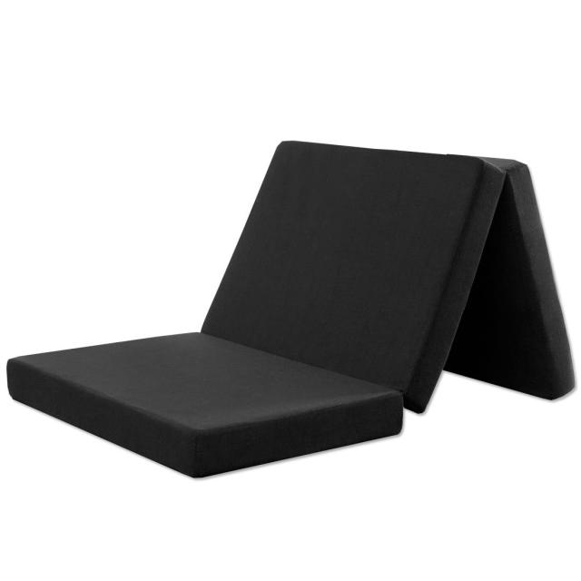 タンスのゲン マットレス シングル 男の「純」高反発 厚み10cm 高反発 高密度30D 硬め220N 三つ折り 竹炭 消臭 パイルブラック 13810052(61207)