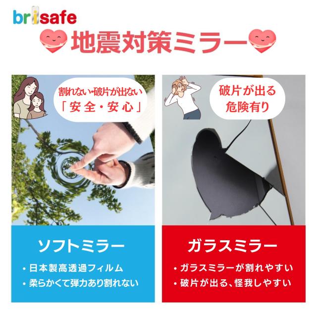 brisafe 国産鏡面フィルム採用 割れない軽量鏡 スタンドミラー 全身鏡 30X150CM 防災 地震対策 フィルムミラー アルミ合金フレーム 安全 おしゃれ スタイリッシュミラー 白／ホワイトAH1030150WX