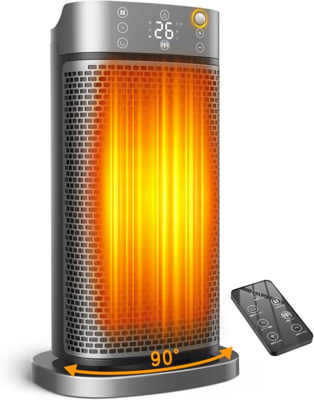 セラミックファンヒーター 1秒速暖・AI自動制御・省エネ】 セラミックファンヒーター 大風量 1200W 首振り 電気ストーブ 人感センサー 低騒音 3段階温度調整 立体送風 暖房 節電 12hタイマー