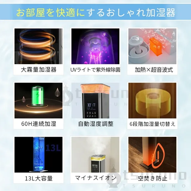 マラソン限定10%+クーポン☆invitop／ 加湿器 大容量 13L 超音波