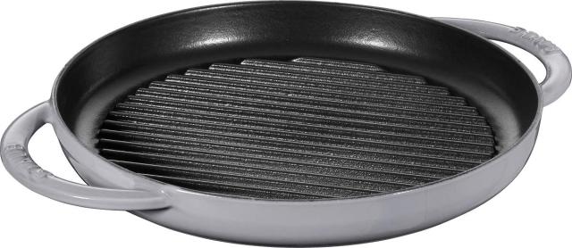staub ストウブ 「 ピュアグリル ラウンド グレー 26cm 」 グリルパン 両手 鋳物 ホーロー IH対応 【日本正規販売品】 Grill & Frying Pan 40509-522