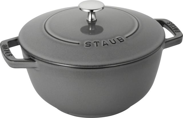 staub ストウブ 「 ワナベ グレー L 20cm 」 両手 鋳物 ホーロー 鍋 炊飯 3合 IH対応 【日本正規販売品】 Wa-NABE 40501-010
