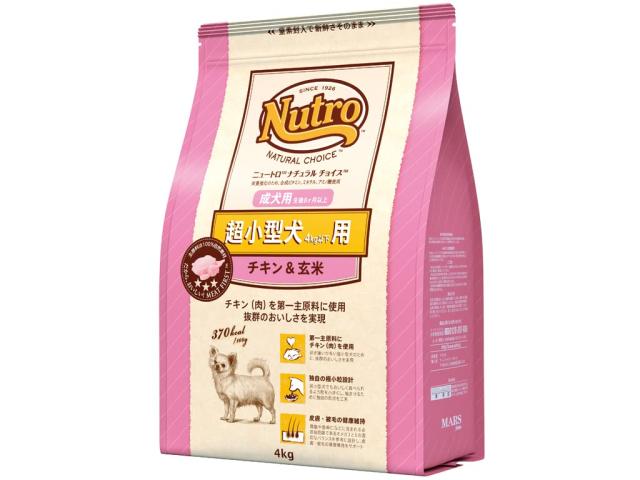 Nutro ナチュラルチョイス 超小型犬4kg以下用 成犬用 生後8ヶ月以上 チキン&玄米 4kg ドライフード 小粒 総合栄養食 ドッグフード 犬 自然素材 香料・着色料 無添加 ニュートロ