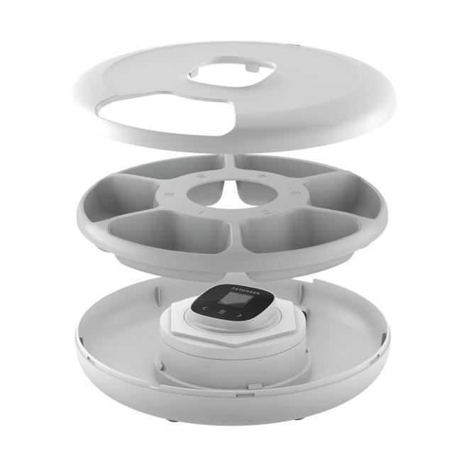 Petoneer NutriSpin 6 Meal Pet Feeder【ニュートリスピン】 安心の国内サポート 付き PF001 ペット用 自動給餌器 ウェットフード対応 2WAY給電 犬猫お留守番対策 お手入れ簡単 自動餌やり機 ペット用品_2