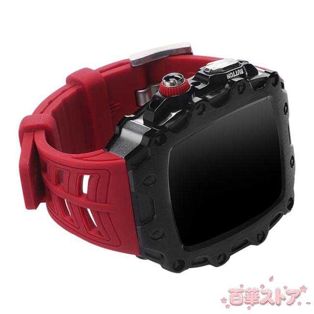 全10色！アップルウォッチ apple watch バンド ステンレス 一体型 ケース カバー アップルウォッチ ステンレス ケースバンド（ラバーベルト） 44mm 45mm ドライバー付き Series4/5/6/7/8/SE_4