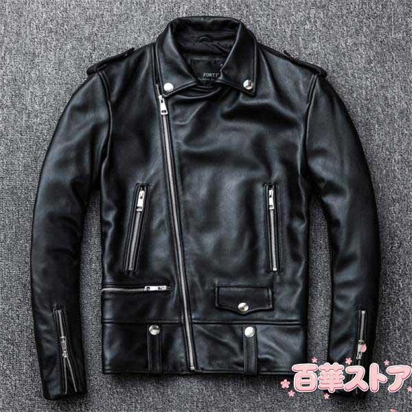 ライダースジャケット メンズ シングル 牛革ジャン バイクジャケット 本革 レザージャケット 高品質 B系 バイク 防風 ブルゾン ダブル バイカー