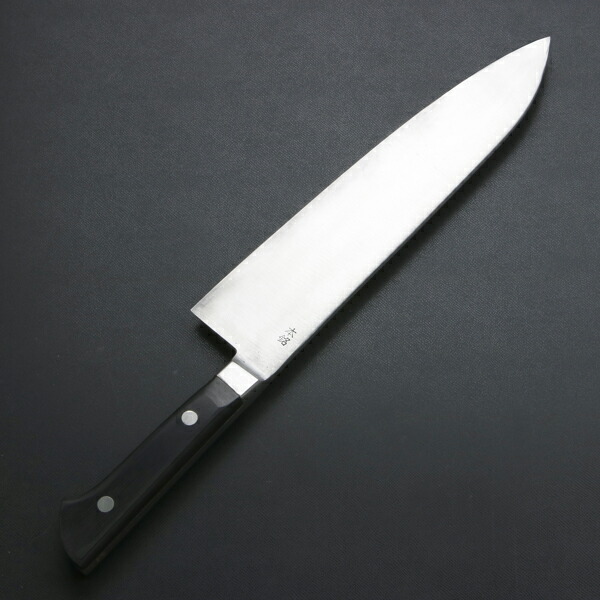送料無料 武蔵国光月作 洋出刃包丁 両刃 240mm 全鋼 溶接手仕上げ口金付き パッカー柄 包丁 洋包丁 出刃包丁 手造り 伝統的工芸品 日本製
