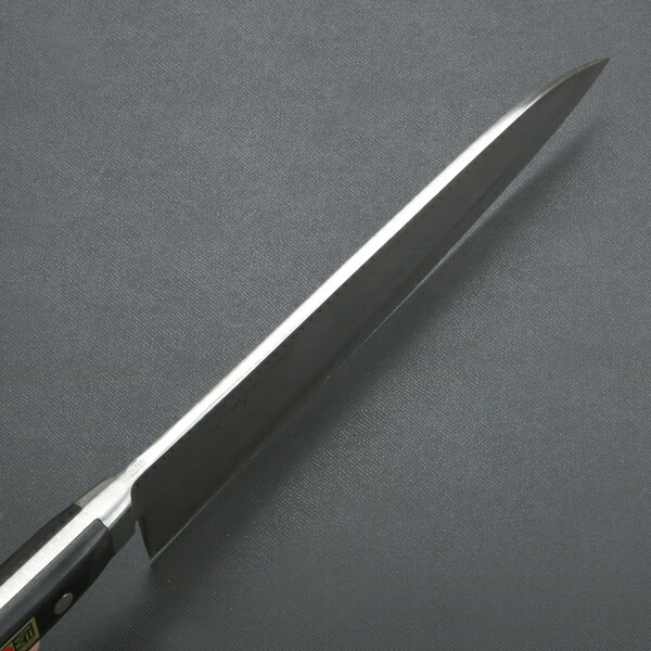 送料無料 武蔵国光月作 洋出刃包丁 両刃 240mm 全鋼 溶接手仕上げ口金付き パッカー柄 包丁 洋包丁 出刃包丁 手造り 伝統的工芸品 日本製
