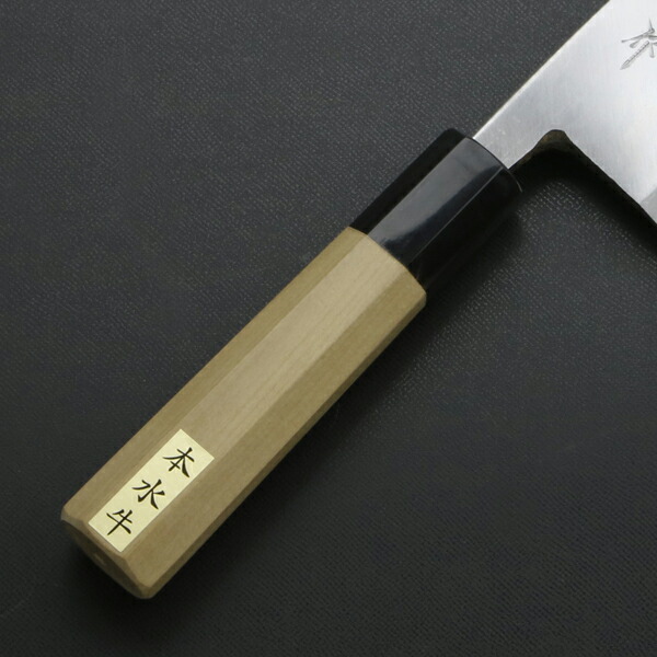 送料無料 東周作 出刃包丁 片刃 165mm 青紙2号 付け鋼 霞研ぎ仕上げ