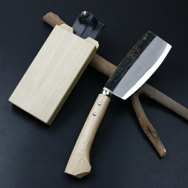 送料無料 東周作 極上 枝打鉈 オタフク型500g 青紙鋼 鞘付き 鉈 ナタ 手斧 アウトドア キャンプ 薪割り 焚火 枝払い おたふく鉈