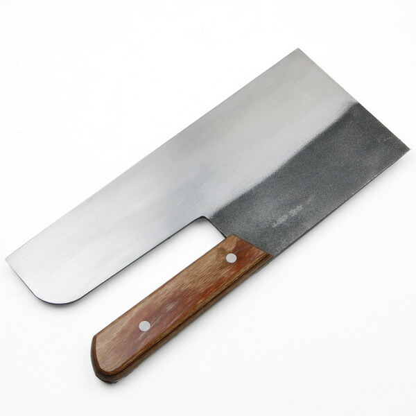 送料無料 そば切り包丁 片刃 300mm 安来青紙鋼 鋼付 本刃付け 木柄 麺切り包丁 規格外品_1