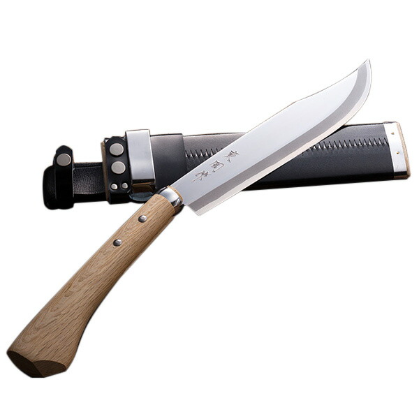 東周作 山師用 剣鉈 片刃8寸 青紙鋼 磨き仕上 鞘付き 土佐火造り鉈 (アウトドア ハンティング 狩猟 薪割 枝打ち キャンプ ナイフ キャンプギア ブッシュクラフト)