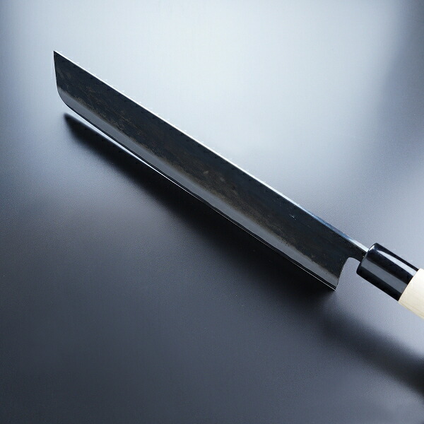送料無料 元兼 大型 菜切り包丁 300mm 青紙1号 割込み 黒打ち仕上げ 朴柄 土佐打ち刃物 極上品 和包丁 菜切包丁 土佐打ち刃物 極上品 黒打ち包丁 ネギ切り 白菜切り 野菜切り包丁 日本製_15