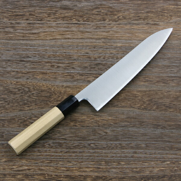 送料無料 和牛刀 両刃 210mm 粉末ハイスR2 割込み ステンレス 水牛八角柄 鍛造品 牛刀 和包丁 ステンレス包丁 鍛造 日本製