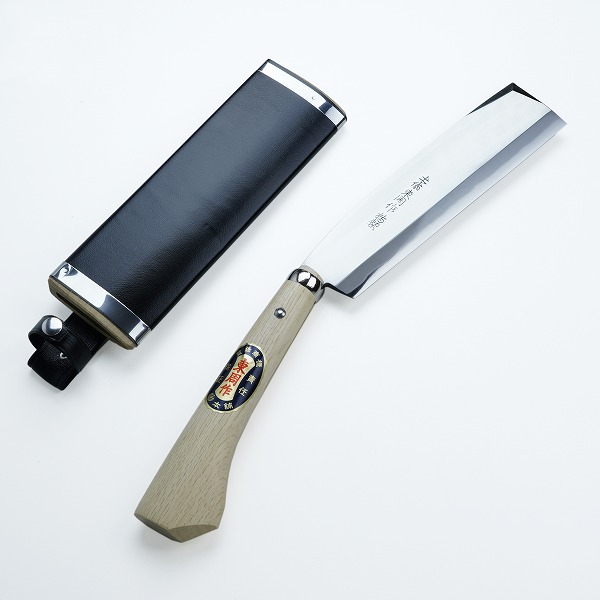 送料無料 東周作 高級 腰鉈 両刃 210mm 白紙鋼 鞘付き 営林署 仕様 ナタ アウトドア キャンプ 林業 薪割り 枝払い 草払い