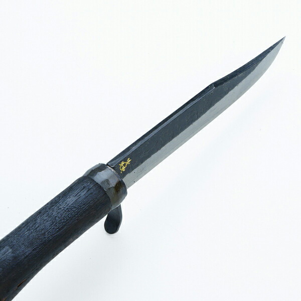 剣鉈 135mm 青紙鋼 黒打ち仕上げ 黒焼樫木柄 本革ケース付