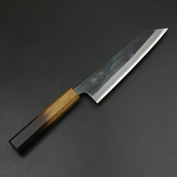 送料無料 元兼 切付型 和牛刀 180mm 両刃 青紙スーパー 割込み 黒打ち仕上げ 焼き漆柄 土佐打ち刃物 極上品 和包丁 家庭用包丁 黒打ち包丁 鍛造 日本製 誕生日 母の日 プレゼント 退職祝い
