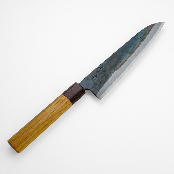 送料無料 元兼 和牛刀 180mm 両刃 青紙1号 割込み 黒打ち仕上げ ケヤキ柄 土佐打ち刃物 極上品牛刀 和包丁 黒打ち包丁 鍛造 割込み 誕生日 母の日 プレゼント 退職祝い 日本製