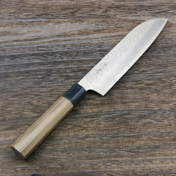 送料無料 清兼 和三徳包丁 両刃 165mm V金10号 三層鋼 槌目仕上げ 八角クルミ柄 和包丁 三徳包丁 文化包丁 家庭用 日本製