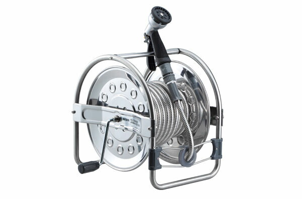 送料無料 HATAYA オールステンレス 蛇腹ホースリール 15m 日本製