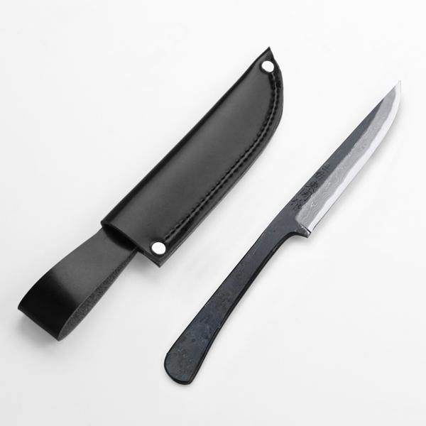 【名入れ無料】東周作 共柄剣鉈 130mm 青紙2号 割込み 黒打ちダマスカス仕上げ 土佐打ち刃物 アウトドアナイフ