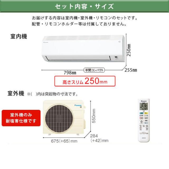 エアコン 標準工事費込み 6畳用 ダイキン 沖縄本島送料無料 耐塩加工 ヤモリガード S225ATES-WE 2025年モデル
